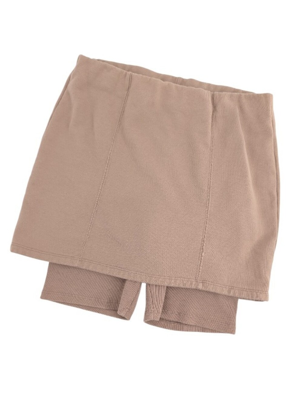 Zara Dusty Rose Ribbed Mini Skort Bike Short Skirt Neutral Large Beige Tan